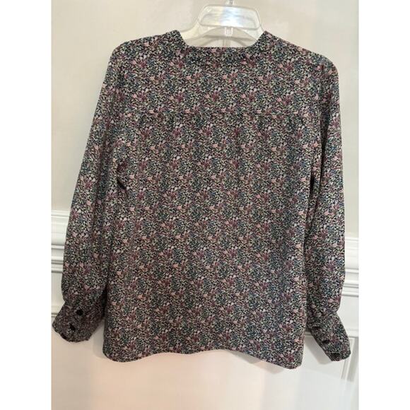 Ganni Blouse Long Sleeve Crepe Floral Print V Neck Top Sz EU34/ US2 Oversized - Picture 4 of 9
